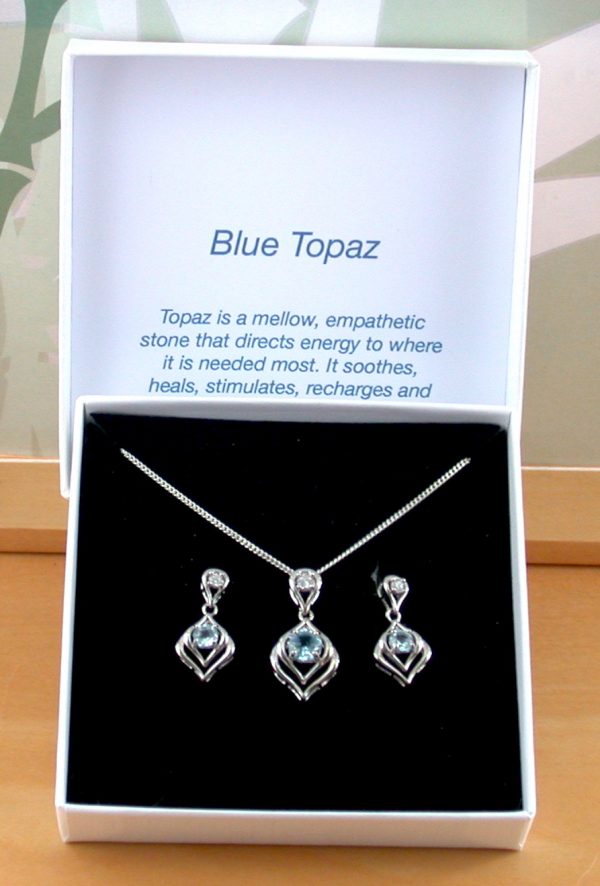blue topaz necklace and earrings uk