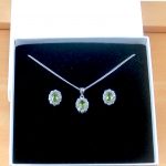 peridot & Cz oval necklace and earrings