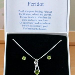 peridot necklace and earrings