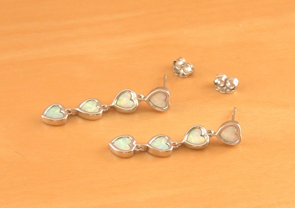Sterling Silver Opal Heart Stud Earrings Opal Earrings UKOpal Jewellery