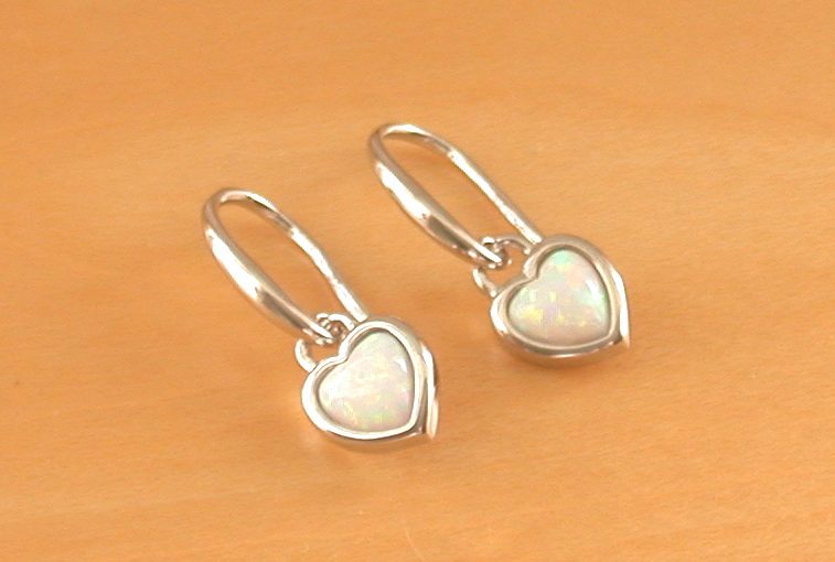 opal heart earrings