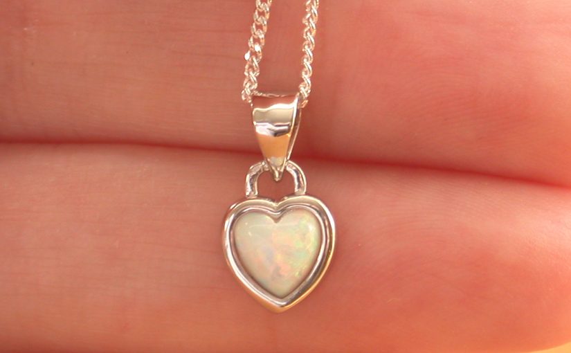 opal heart pendant
