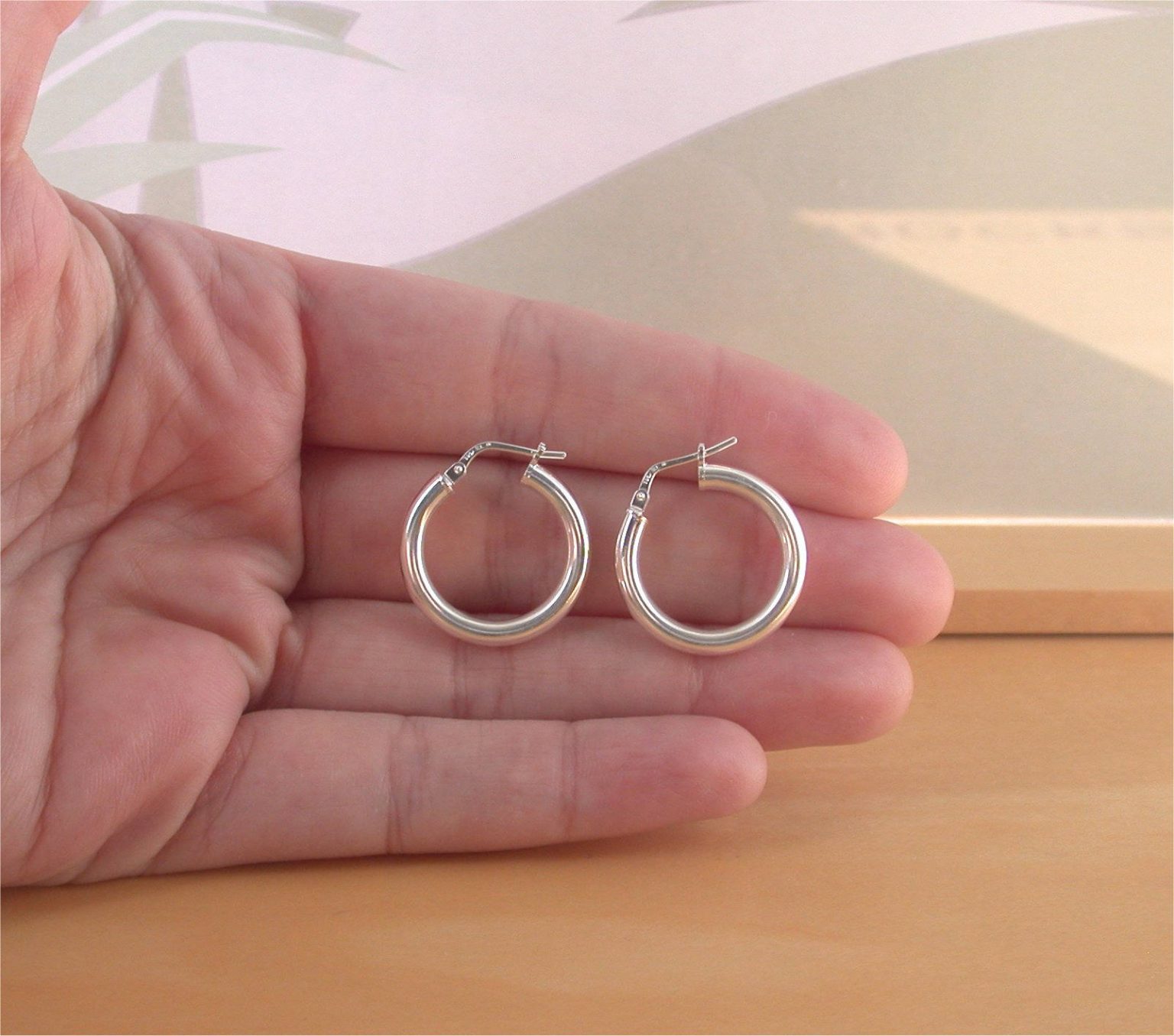 Sterling Silver 21mm Hoop Earrings Silver Creole Earrings UK