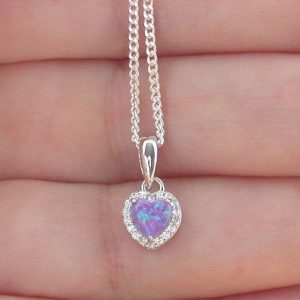 lavender opal heart necklace