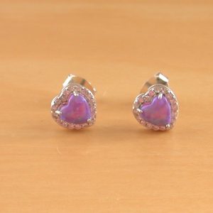 lavender opal heart earrings