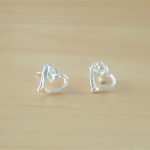 silver heart stud earrings