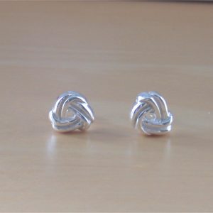 silver knot stud earrings