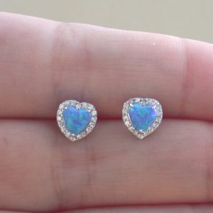 blue opal heart earrings