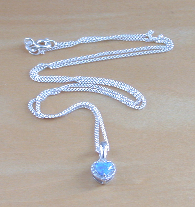 blue opal heart necklace