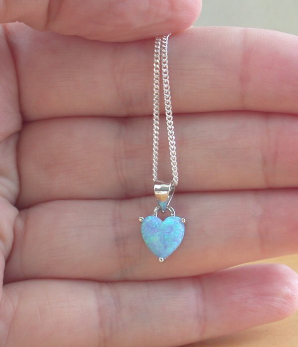 blue opal heart pendant