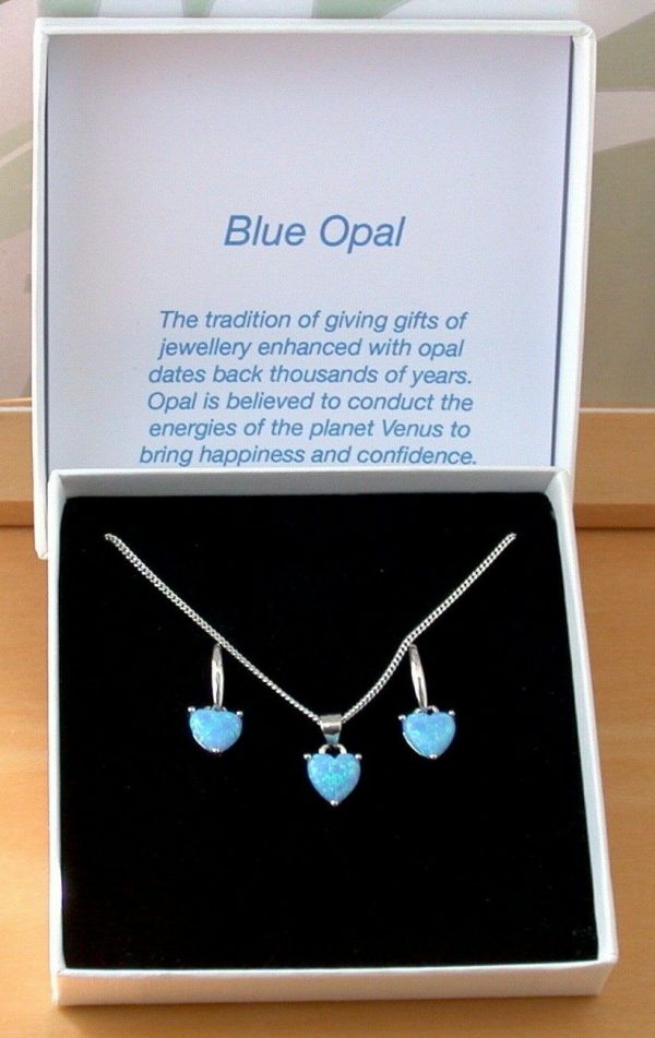 opal heart necklace and earrings