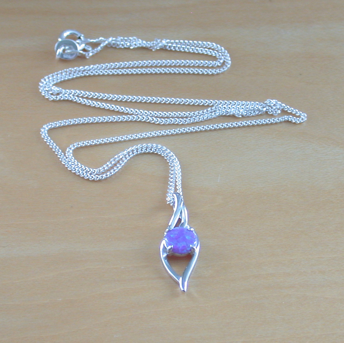 sterling silver opal necklace