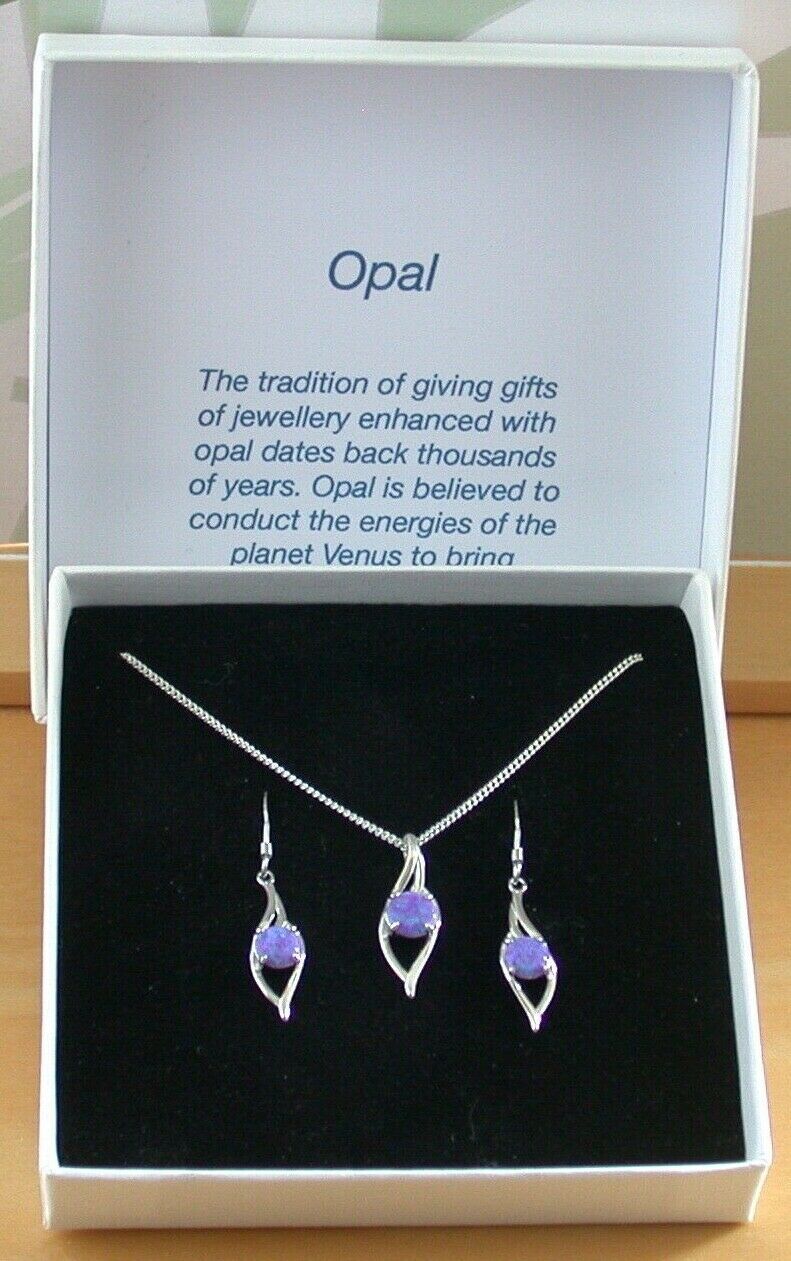 lavender opal necklace and earrings