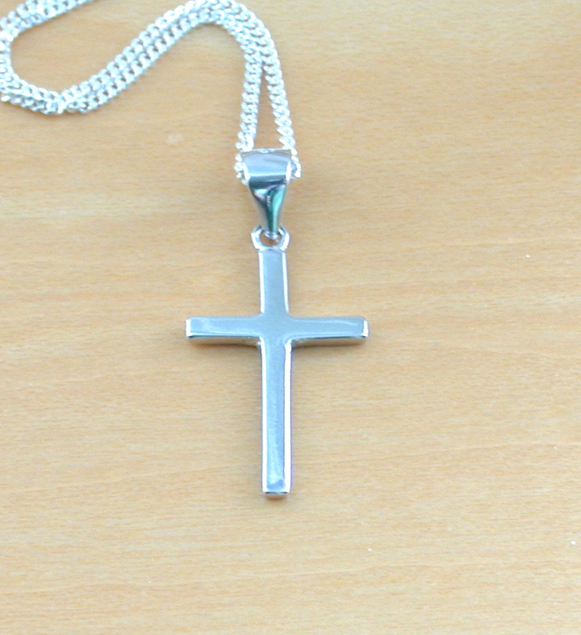 sterling silver cross pendant and chain
