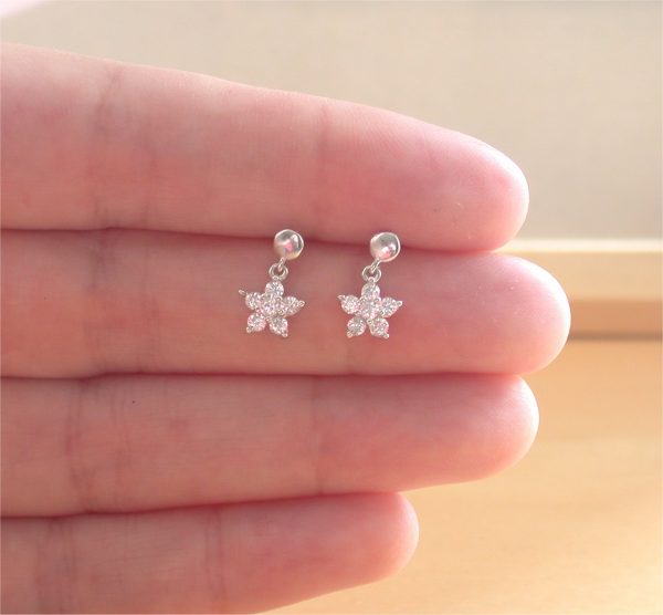 cz flower earrings