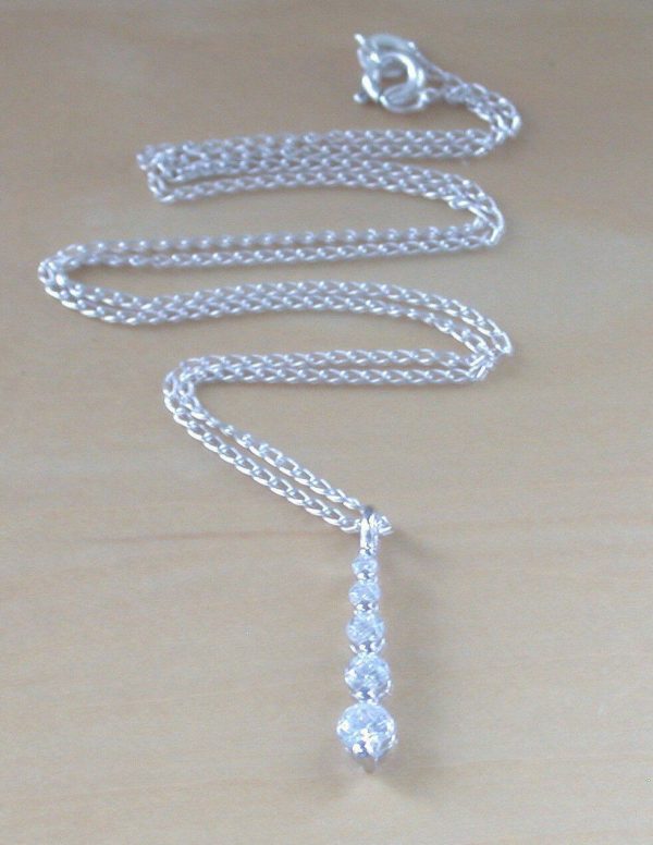 silver cz necklace