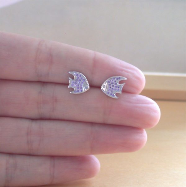purple fish earrings