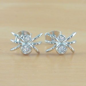 sterling silver Cz spider earrings