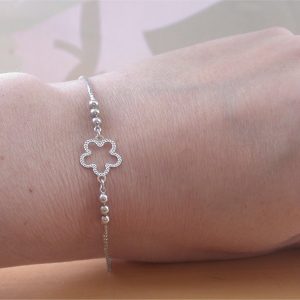 silver flower bracelet