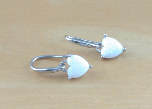 opal heart earrings