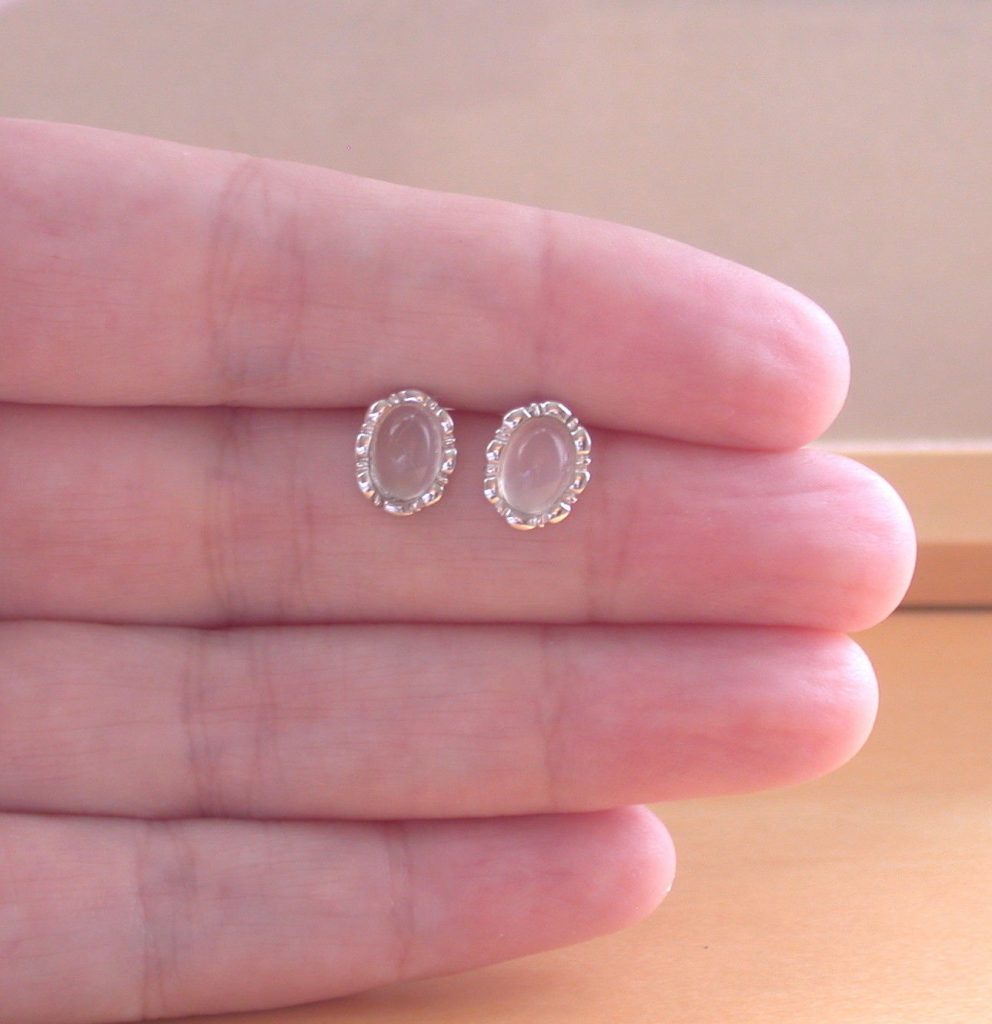 Sterling Silver Moonstone Stud Earrings Moonstone Jewellery UK