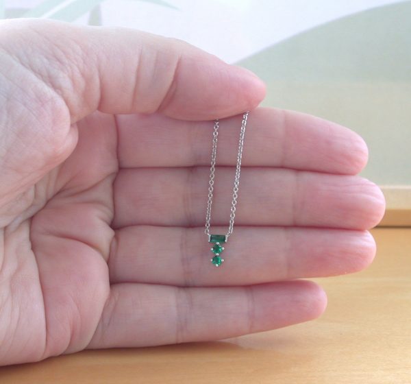 silver emerald necklace