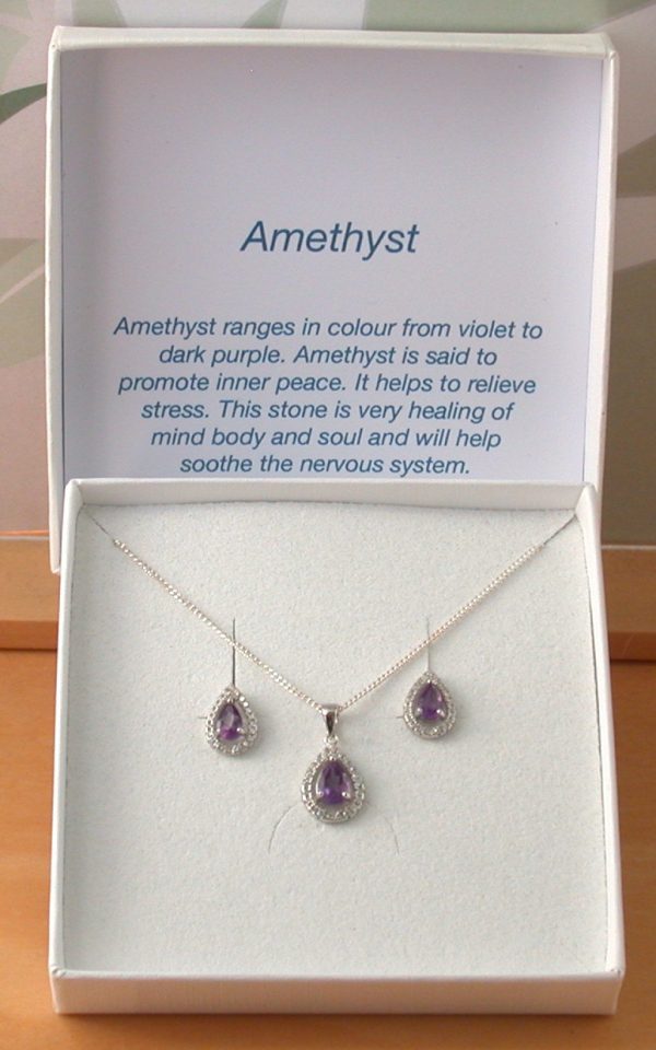 amethyst necklace and earrings