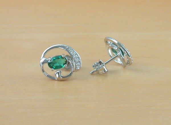silver emerald earrings uk