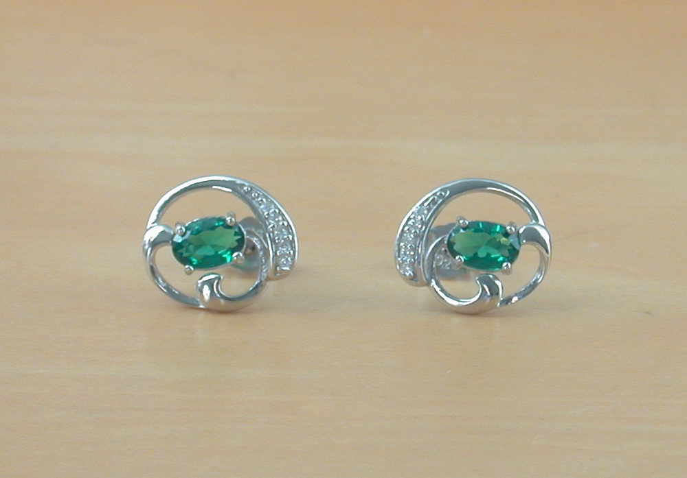 silver emerald earrings