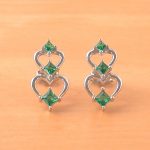 sterling silver emerald heart earrings