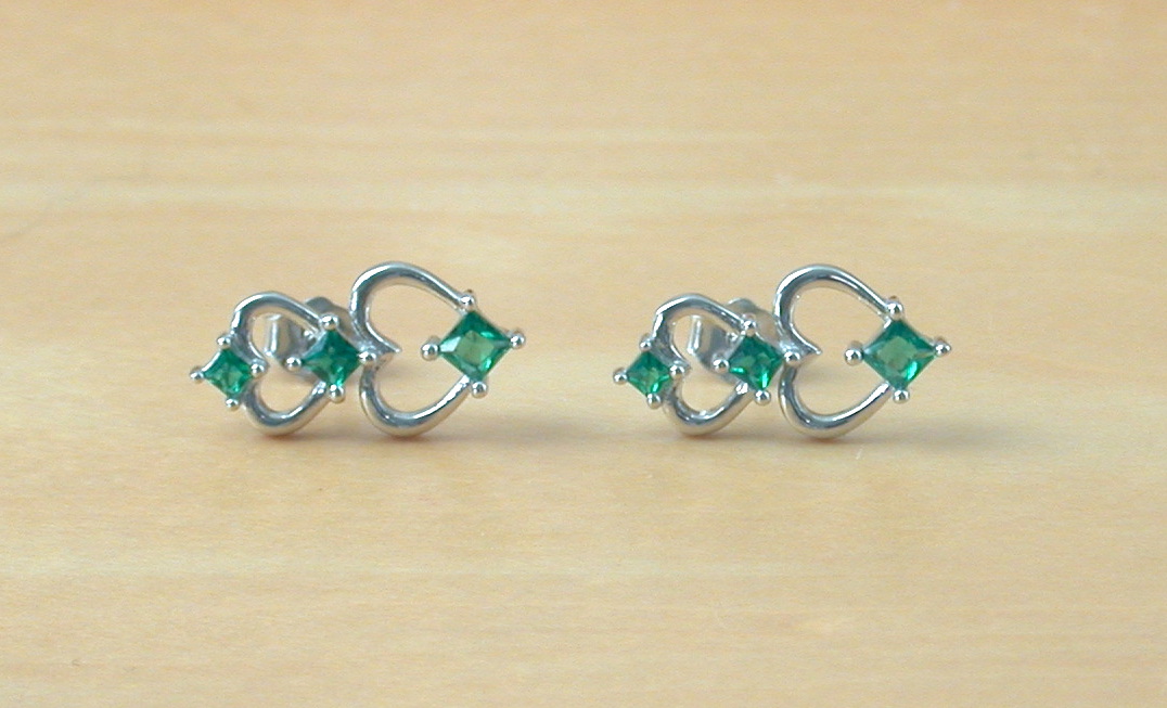 Emerald Green Cubic Zirconia Heart Stud Earrings | Classy Women Collection