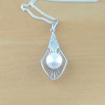 sterling silver white freshwater pearl & Cz necklace