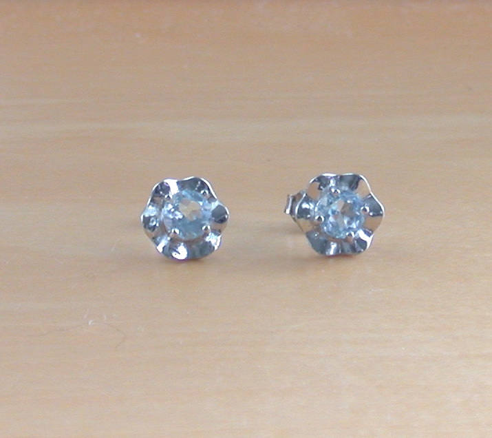 blue topaz flower earrings