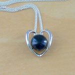 sterling silver black freshwater pearl heart necklace