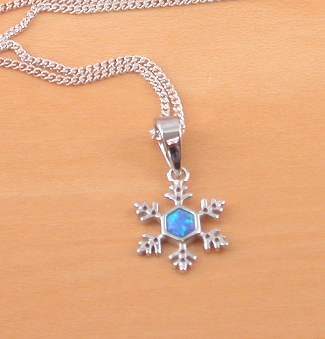 blue opal snowflake pendant