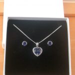sterling silver sapphire heart necklace and earrings uk