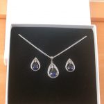 sapphire and Cz teardrop necklace and earrings