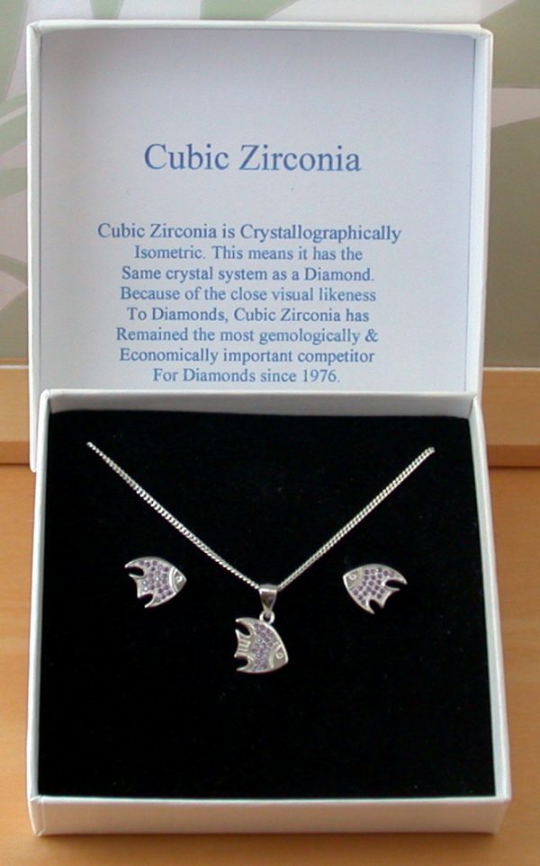 cz fish necklace and earrings
