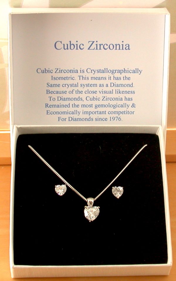 cz heart necklace and earrings