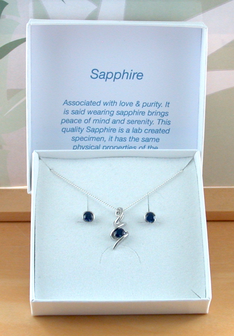 sapphire necklace and earrings uk