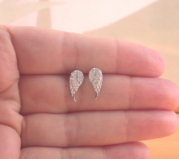 cz angel wing earrings