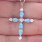 blue opal cross pendant