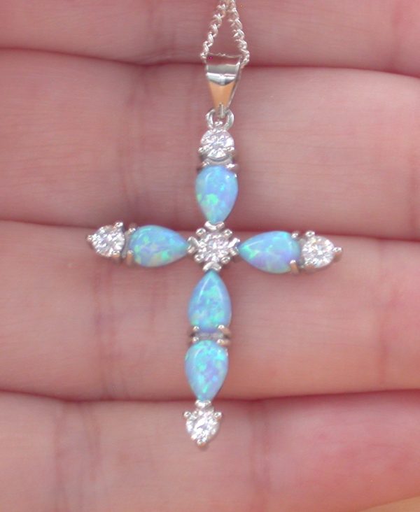 blue opal cross pendant