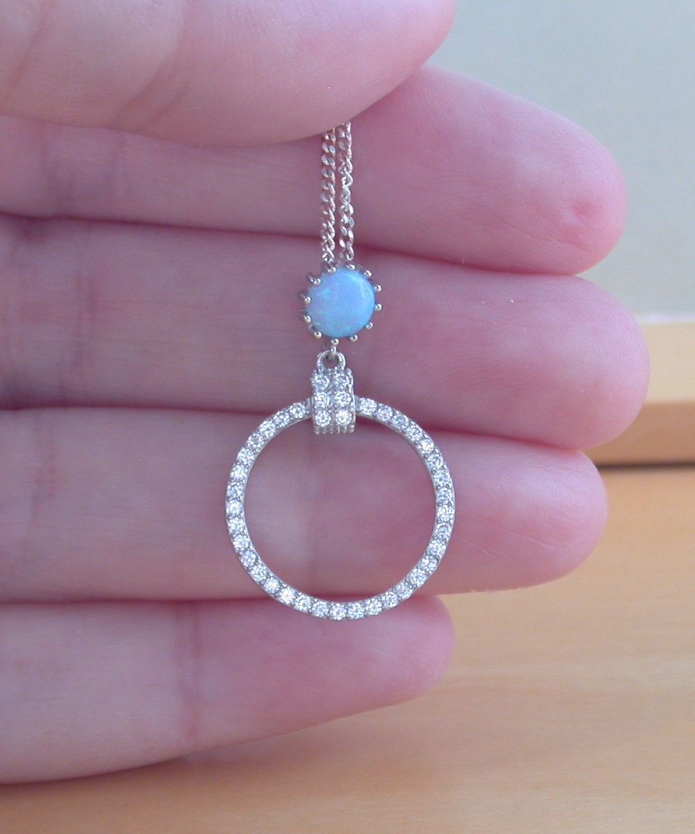 blue opal circle necklace