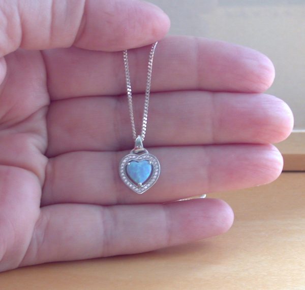 Blue Opal Heart Pendant