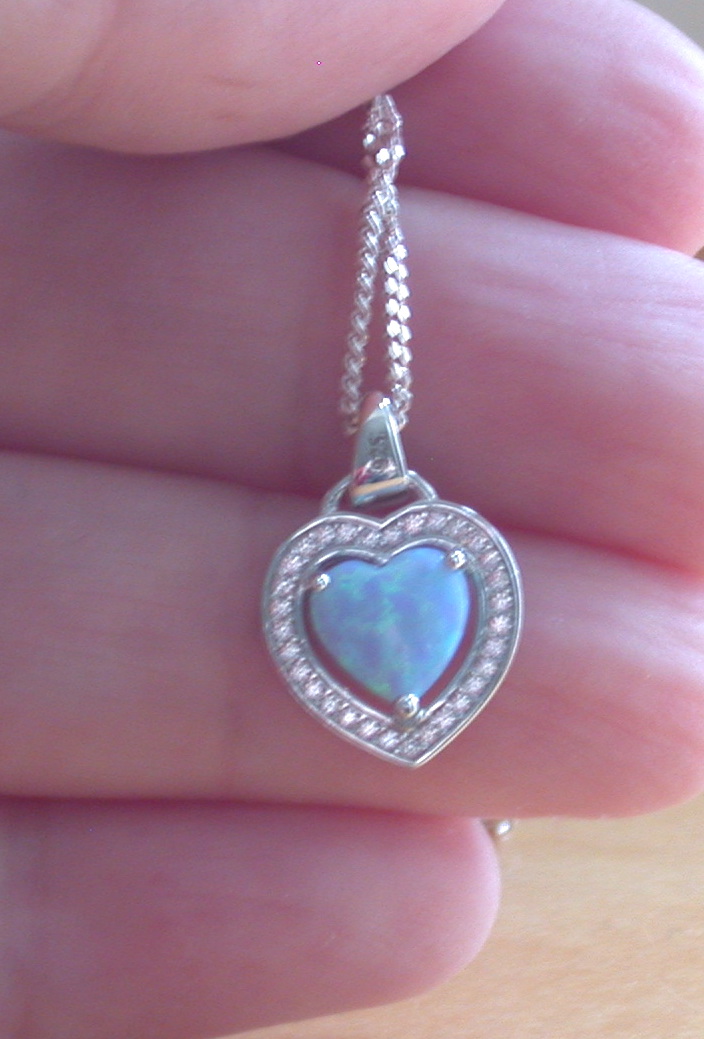 blue opal heart necklace uk