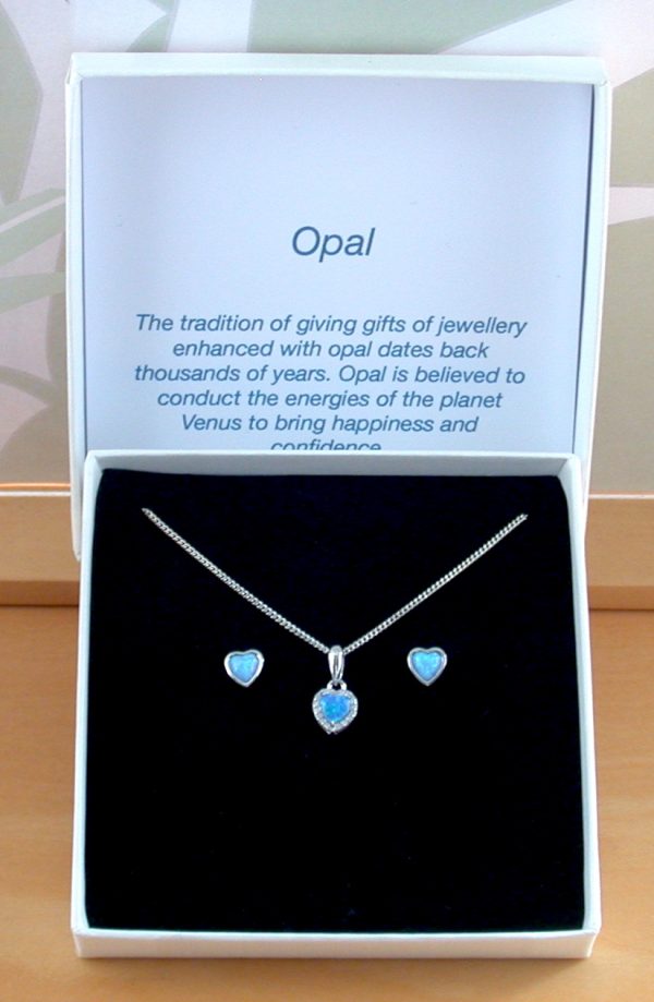 blue opal heart necklace and earrings uk