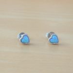blue opal heart earrings