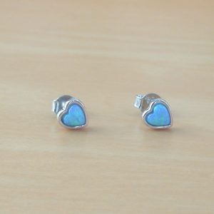 blue opal heart earrings