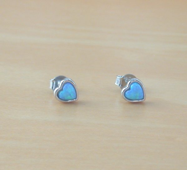 blue opal heart earrings